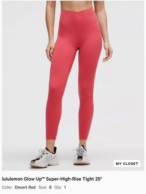 Lululemon Glow Up Super-High-Rise Tight 25" Desert Red size 6 NWT